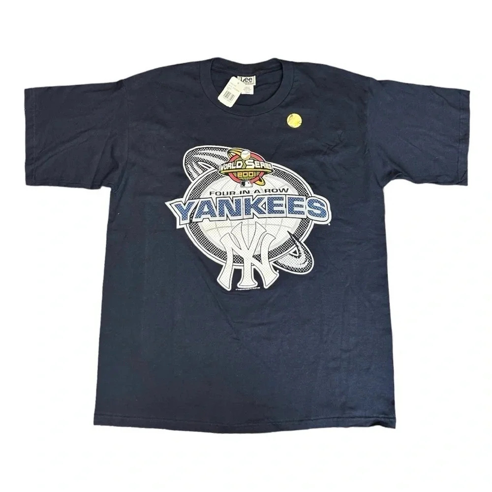 NY Yankees 2001 World Series Champions Navy T-Shirt Size L Vintage NWT